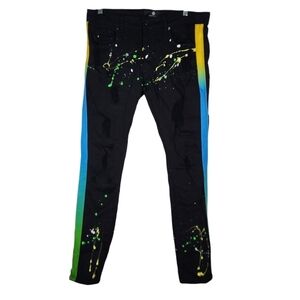 FOCUS JEANS SPLATTER PAINT SHREADED DISTRESSED JEANS